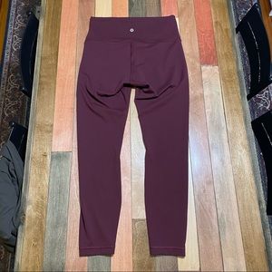 Lululemon Wunder Train High Rise 25” Leggings Cassis Burgundy Size 8